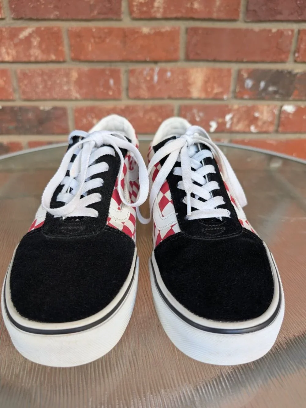 Women's VANS Red White Checkerboard Skate Shoes Size 9.5